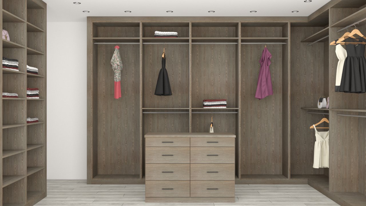 Reach-in closet interior with shelves and hanging in Virginia