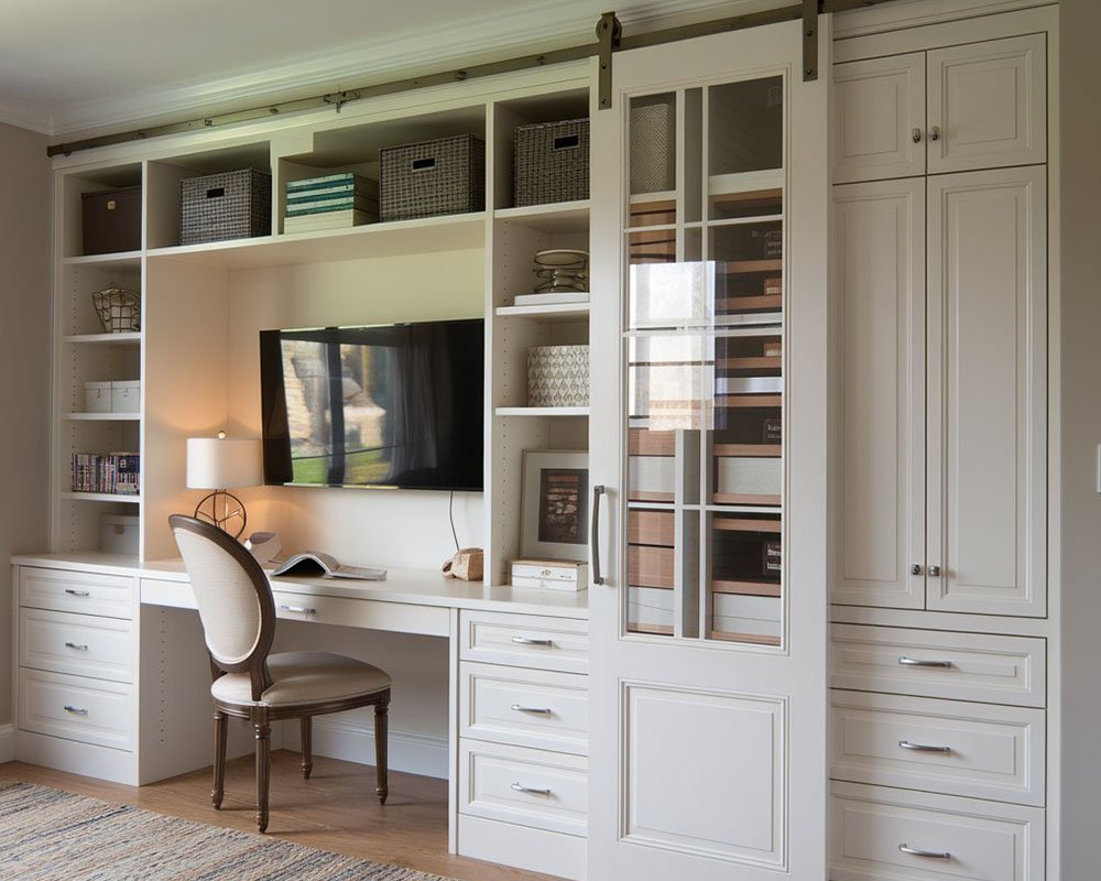 Entertainment cabinets with mixed open and closed storage