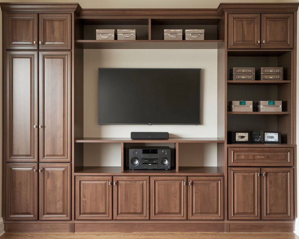 Built-in entertainment wall in a Northern Virginia living room