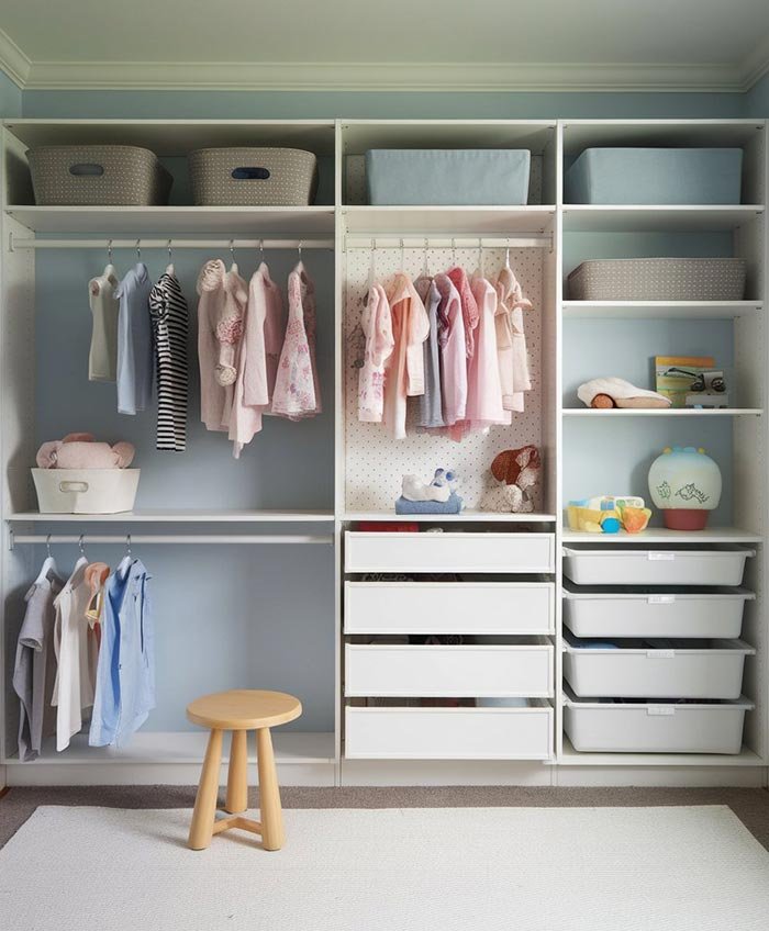 Finished kids closet in a Northern Virginia bedroom