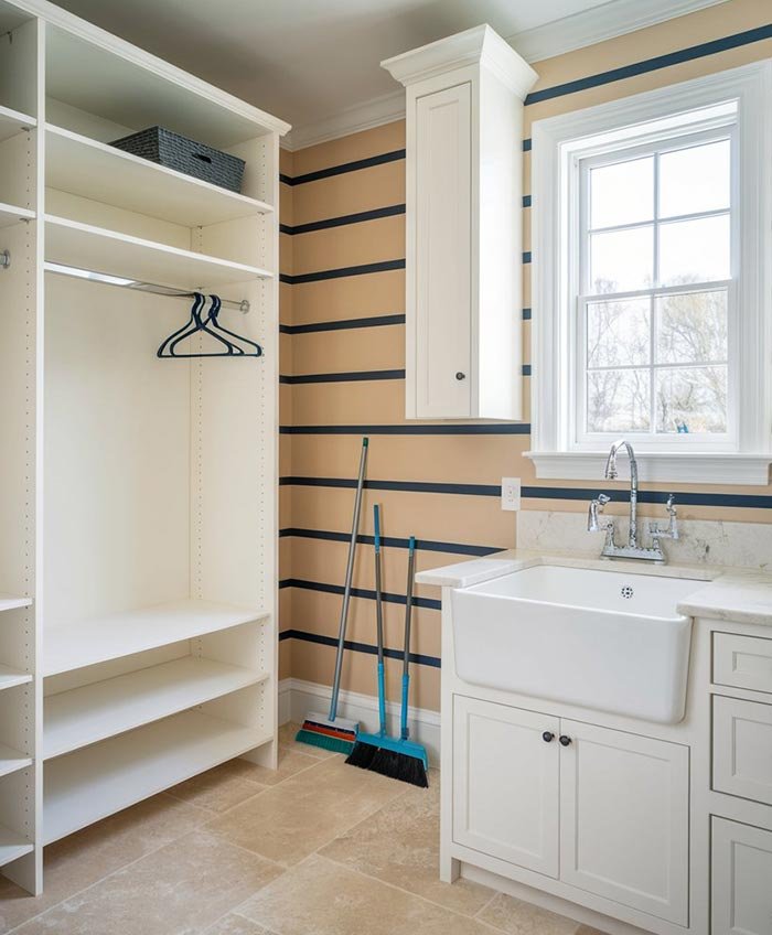 Laundry room with cabinets above washer and dryer in Virginia