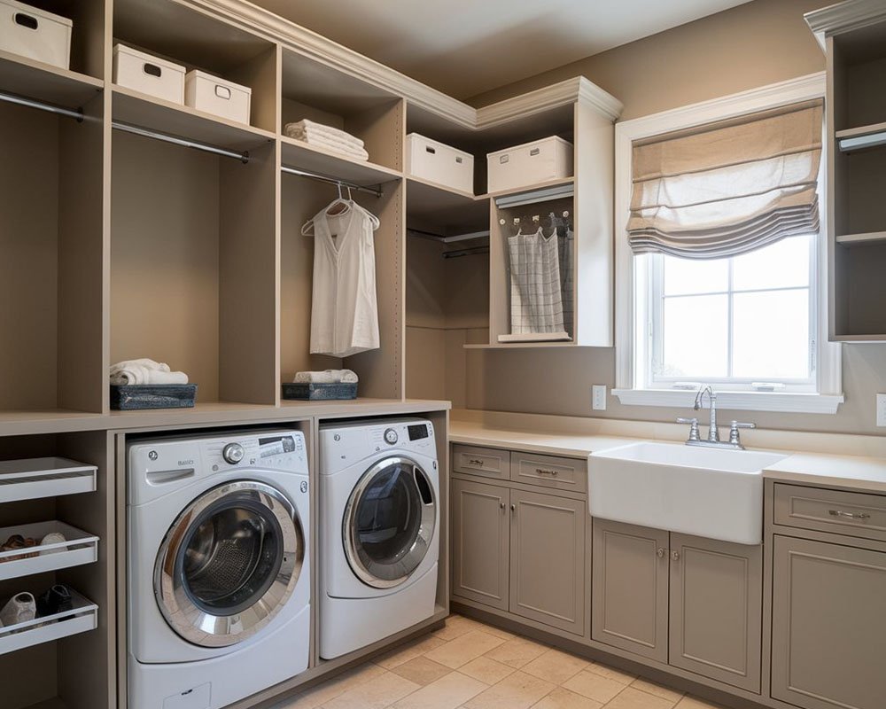 Built-in laundry room storage in a Northern Virginia home
