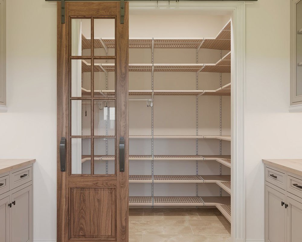 Pantry with pull-out shelves and dry-goods storage