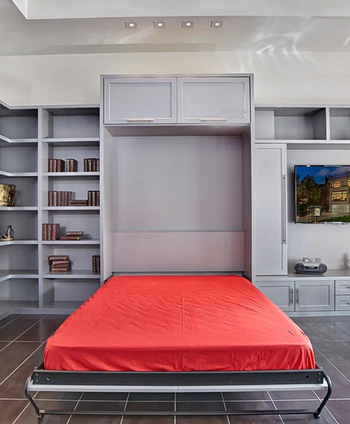 Custom wall bed closed with side cabinets in Virginia