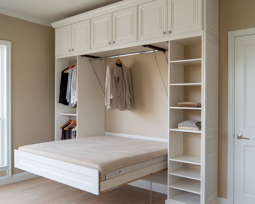 Custom Murphy bed with wardrobes on both sides