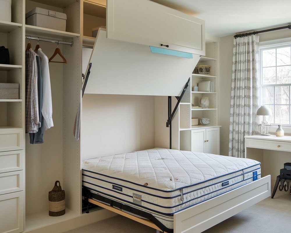 Custom Murphy bed cabinet in a closed position