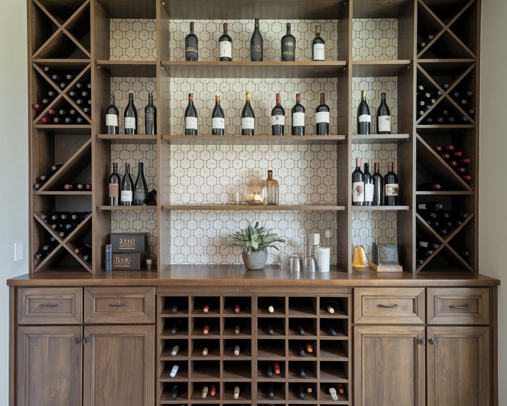 Built-in wine storage with stemware holders