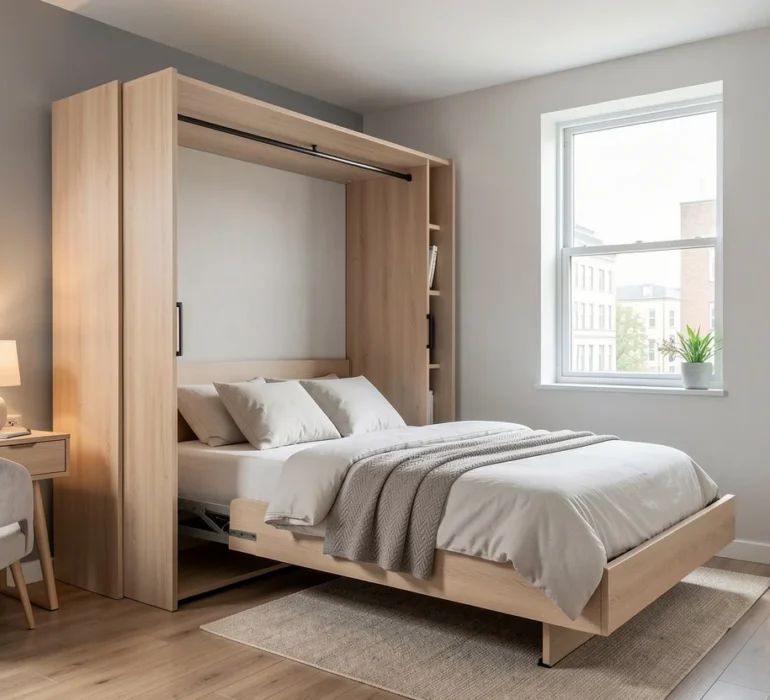 A wall bed for small modern room.