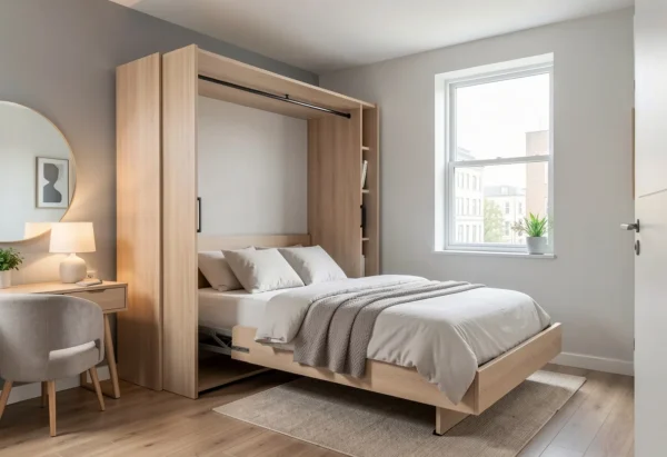 A wall bed for small modern room.