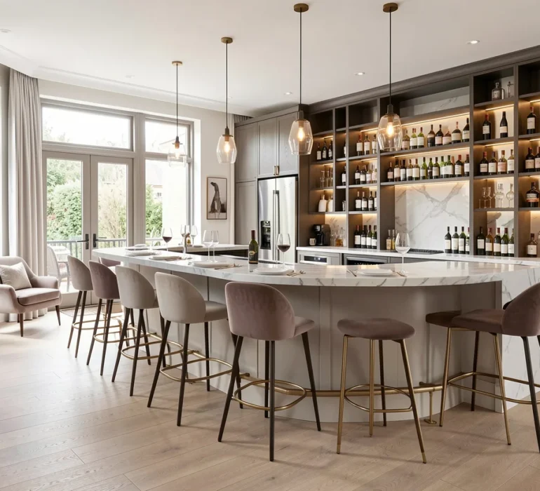 A custom wine bar at home.