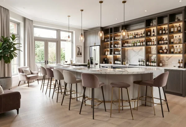 A custom wine bar at home.