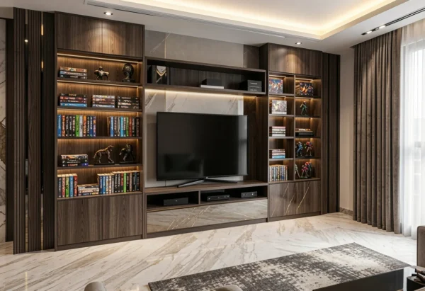An image of modern entertainment center.